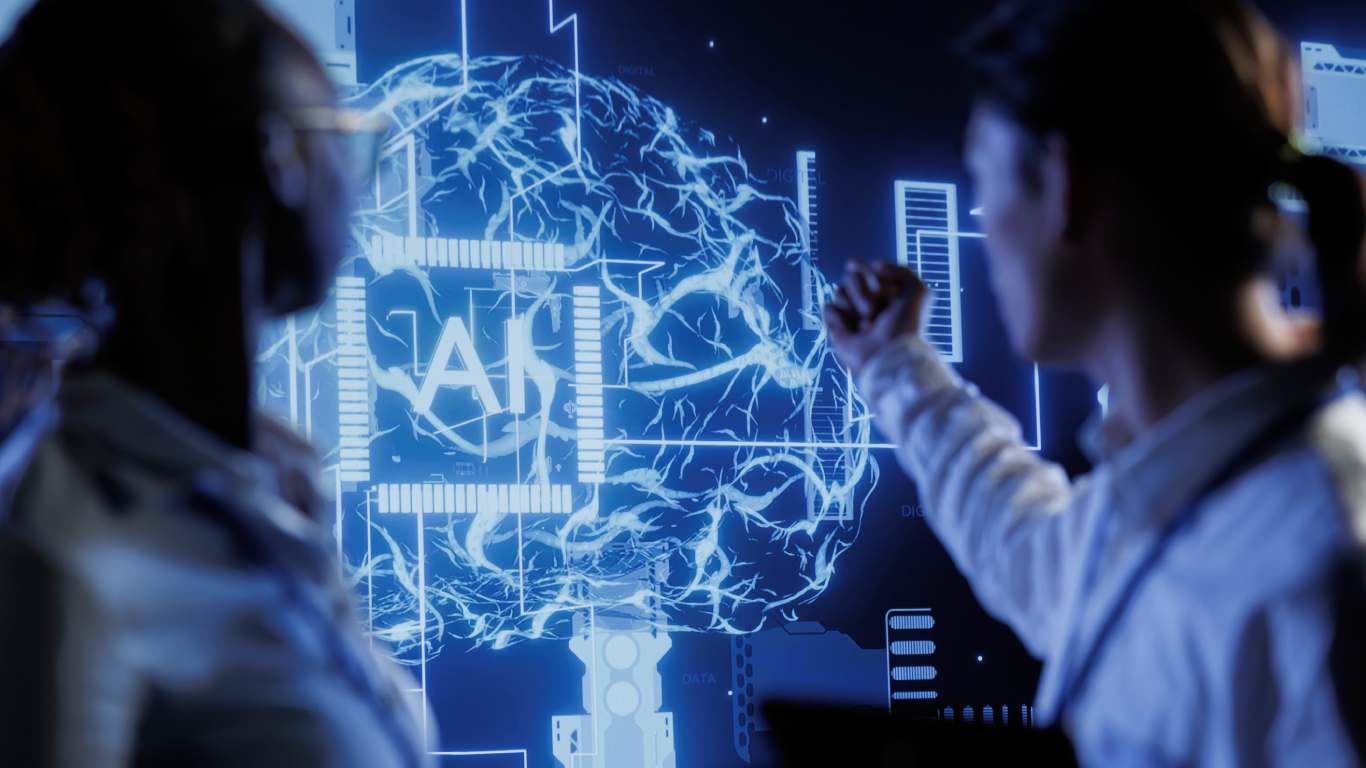 imagem de duas mulheres conversando sobre inteligência artificial