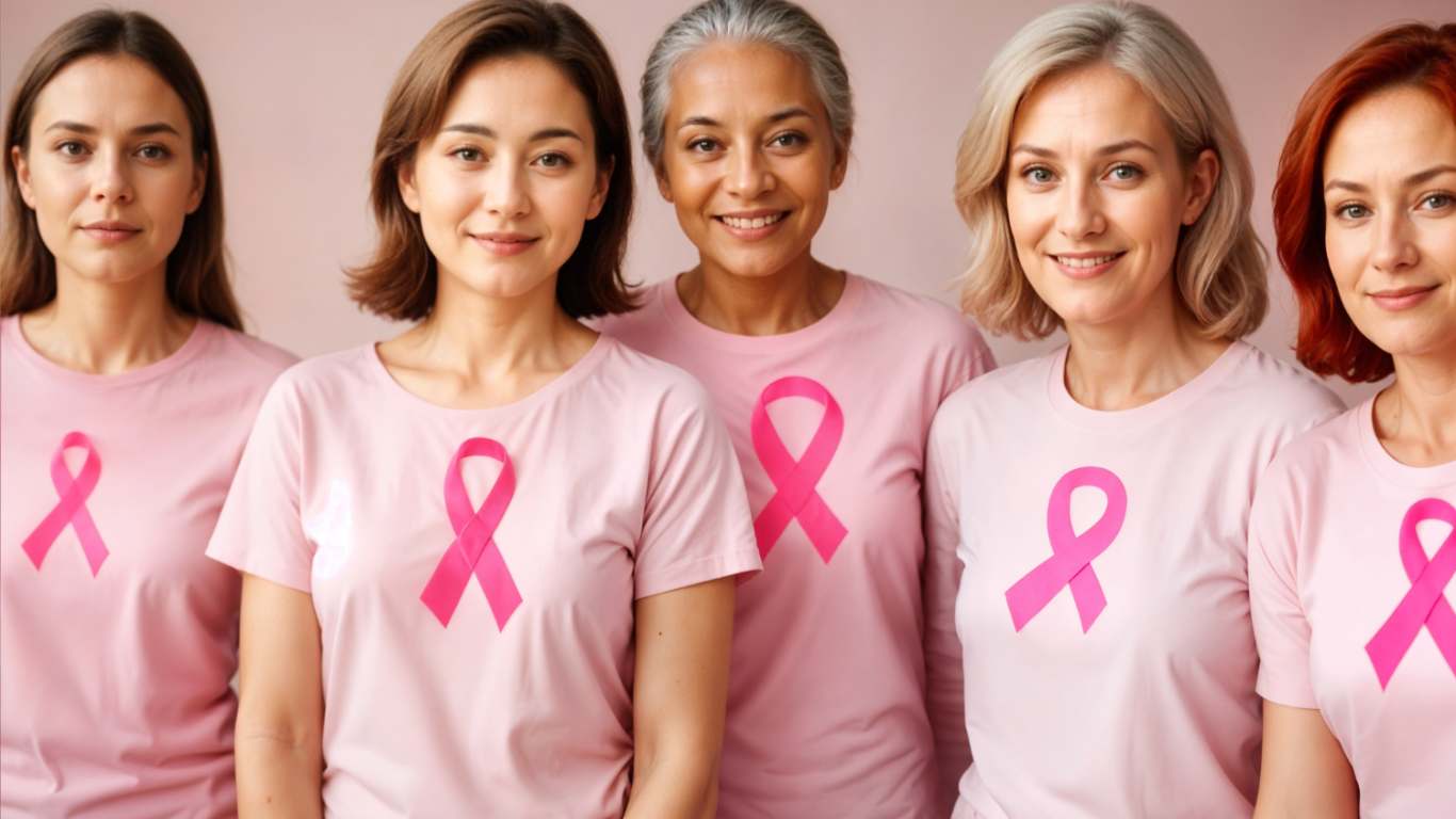 imagem de um grupo de mulheres se apoiando no outubro rosa